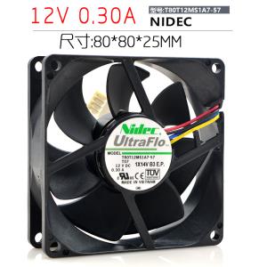 NIDEC T80T12MS1A7-57 T07 8CM 8025 12V 0.30A 4 와이어 온도 조절 냉각 팬 쿨러 fan cooler[6130]BALTH